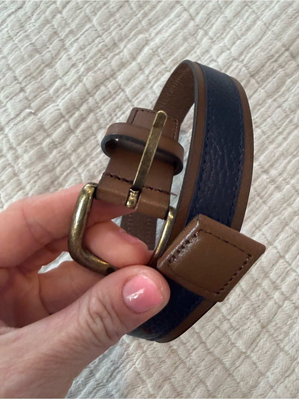 Janie and Jack Classic Two-Tone Brown and Navy Leather Boys Belt NWOT 1110
